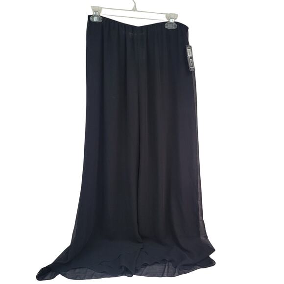 Alex Evenings Womens Sheer Elastic Waist Gaucho Dress Pants, Black, Large - Picture 3 of 7